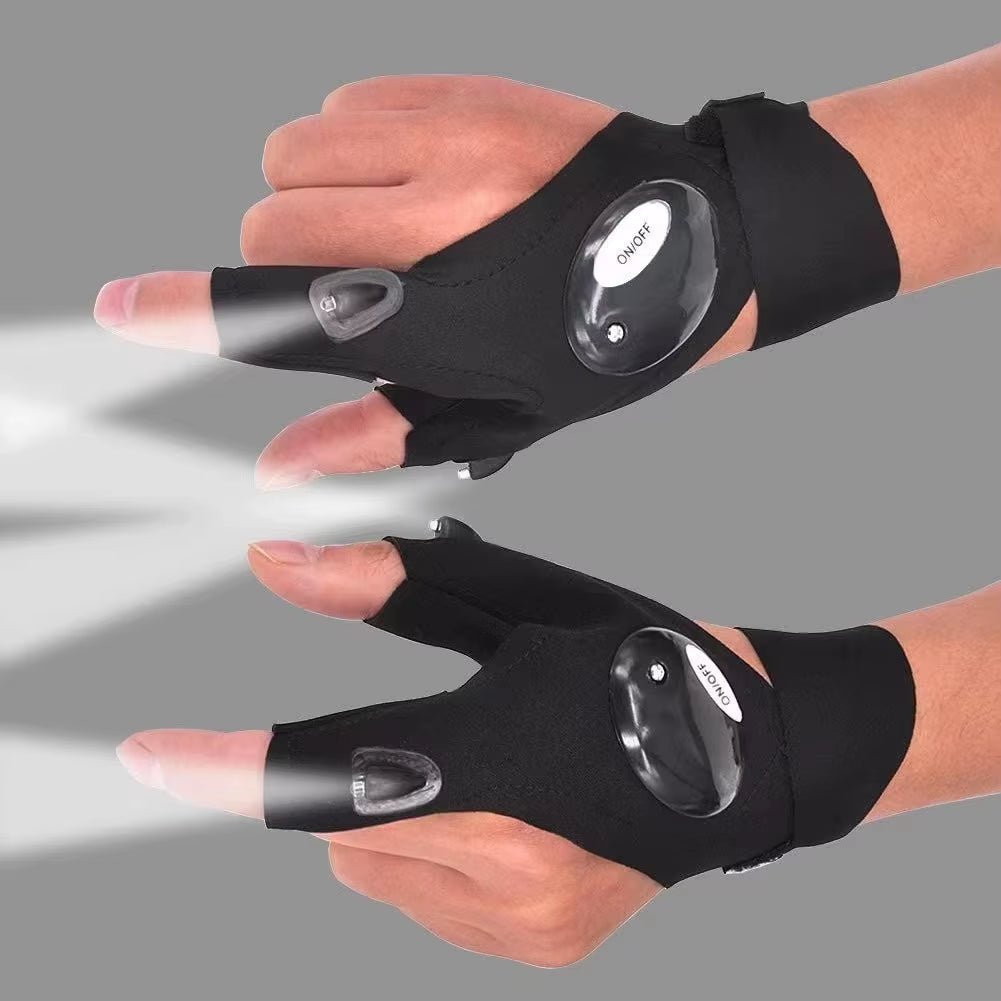 LED Flashlight Fingerless Gloves β Waterproof Hands-Free Torch for Fishing, Camping, Hiking & Outdoor Survival