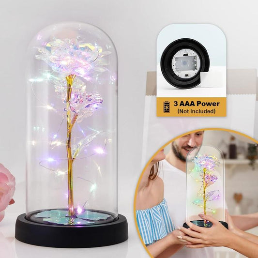 Eternal Colorful Flower,Gifts for Mom,Birthday Anniversary Retirement for Women,Wedding Valentines Day Gifts for Her,Glass Rose,Rose Gifts for Grandma Nurse Teacher Sister Teen Girl(Exquisite Gift Box)