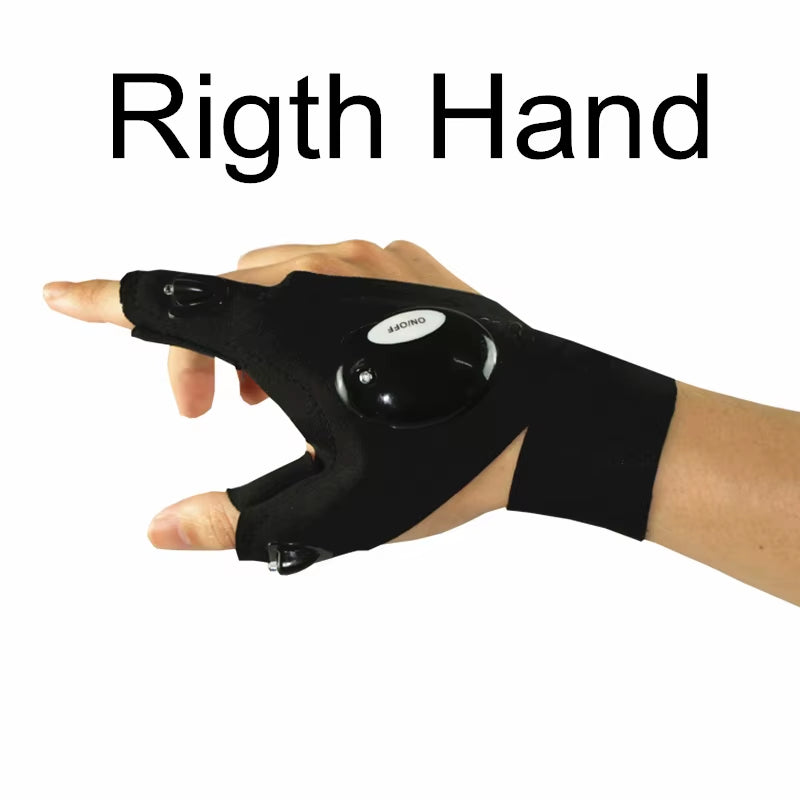 LED Flashlight Fingerless Gloves β Waterproof Hands-Free Torch for Fishing, Camping, Hiking & Outdoor Survival