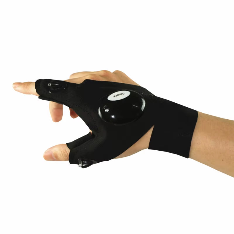 LED Flashlight Fingerless Gloves β Waterproof Hands-Free Torch for Fishing, Camping, Hiking & Outdoor Survival
