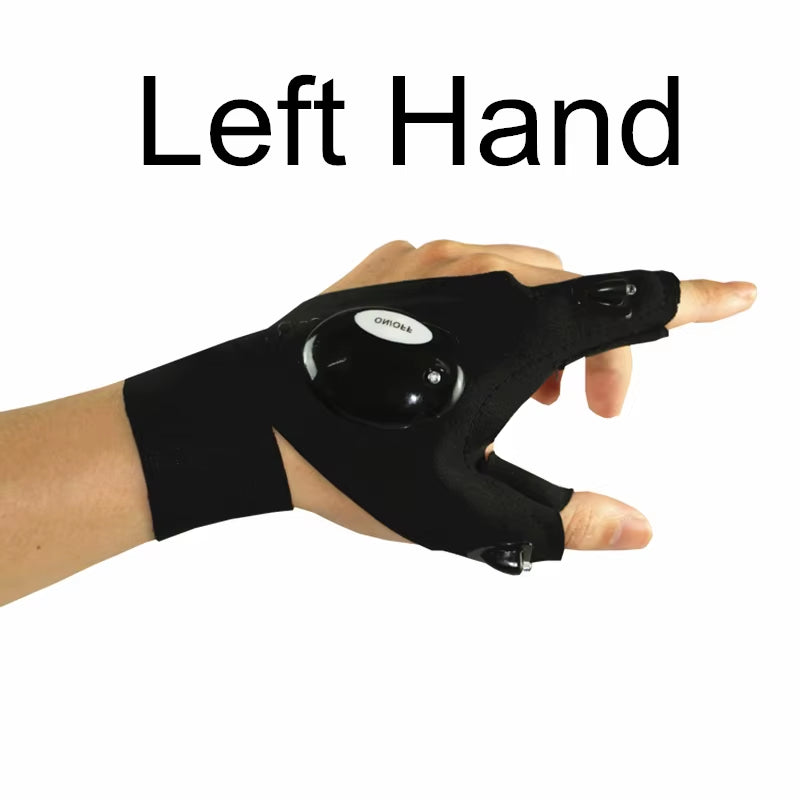LED Flashlight Fingerless Gloves β Waterproof Hands-Free Torch for Fishing, Camping, Hiking & Outdoor Survival