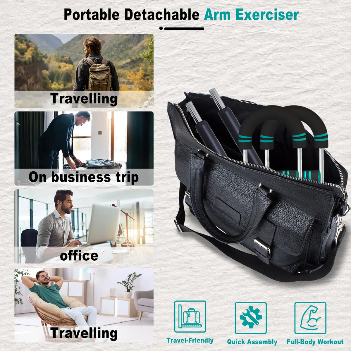 HOTWAVE Adjustable Arm & Chest Trainer – Portable Spring Resistance Strength Training Equipment for Upper Body Workouts