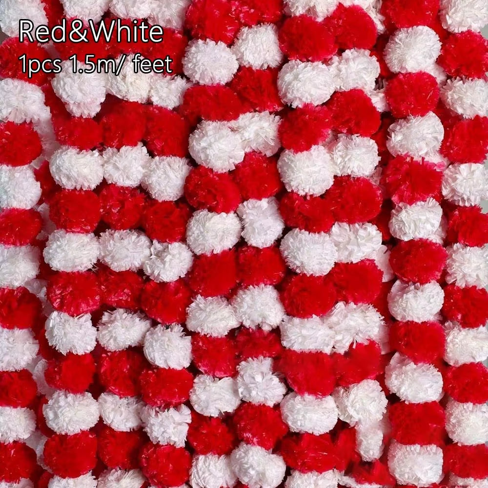 Artificial Marigold Garland – Long Strands for Pooja, Diwali, Weddings, and Festive Decorations