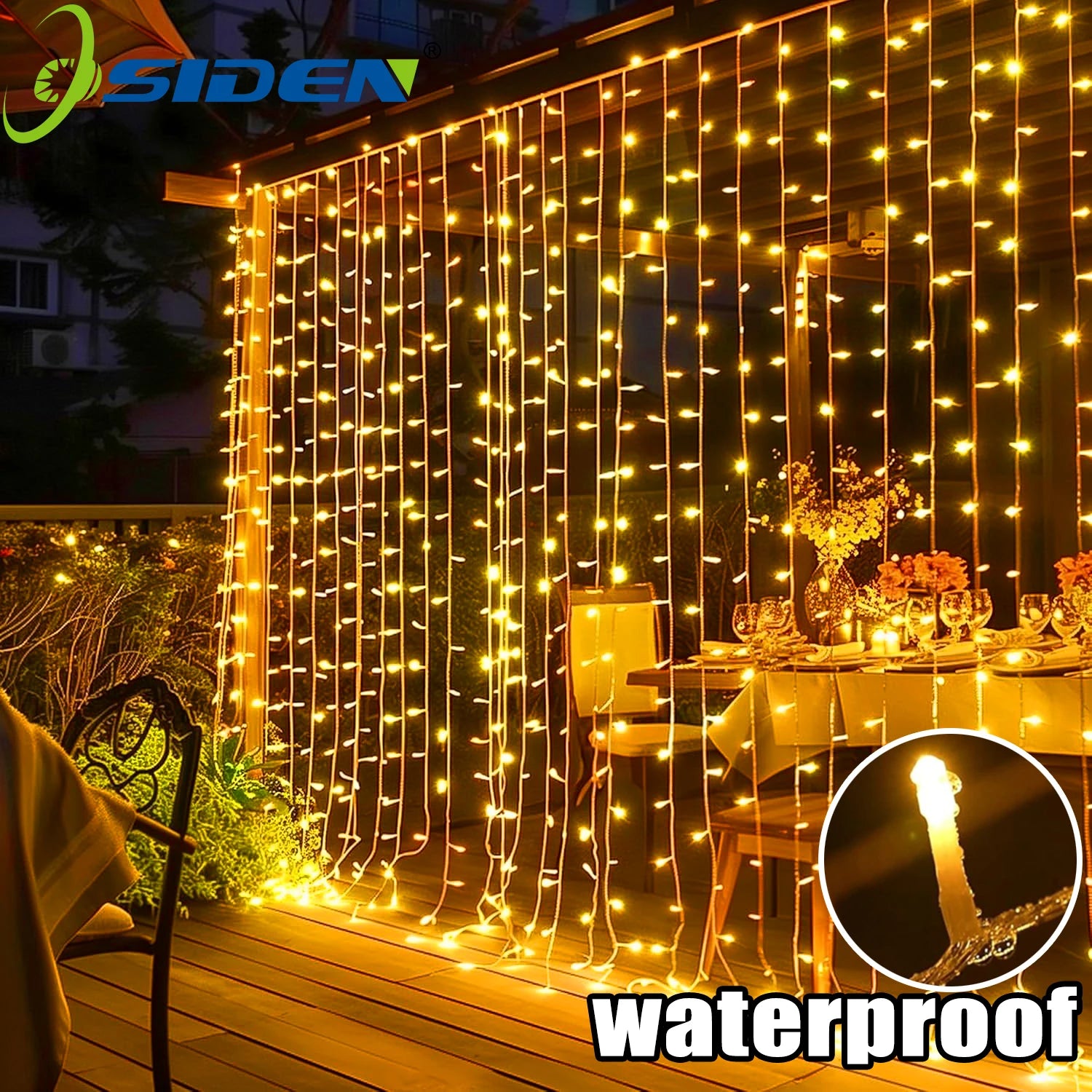 300-LED Curtain Fairy String Lights – 8 Lighting Modes for Christmas, Weddings, Parties & Garden Decorations