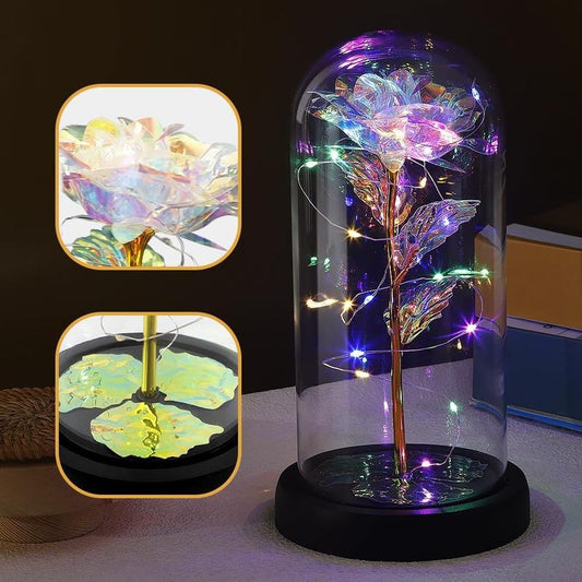 Eternal Colorful Flower,Gifts for Mom,Birthday Anniversary Retirement for Women,Wedding Valentines Day Gifts for Her,Glass Rose,Rose Gifts for Grandma Nurse Teacher Sister Teen Girl(Exquisite Gift Box)