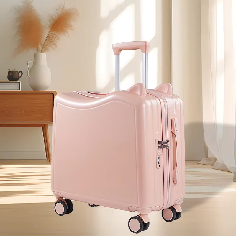 18-Inch Children's Ride-On Suitcase – Portable Trolley for Girls, Perfect for Travel