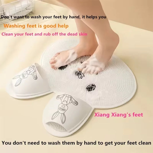 Anti-Slip Exfoliating Bath Mat – Silicone Shower Massage Scrubber for Feet & Back | Non-Slip Bathroom Foot Wash Mat