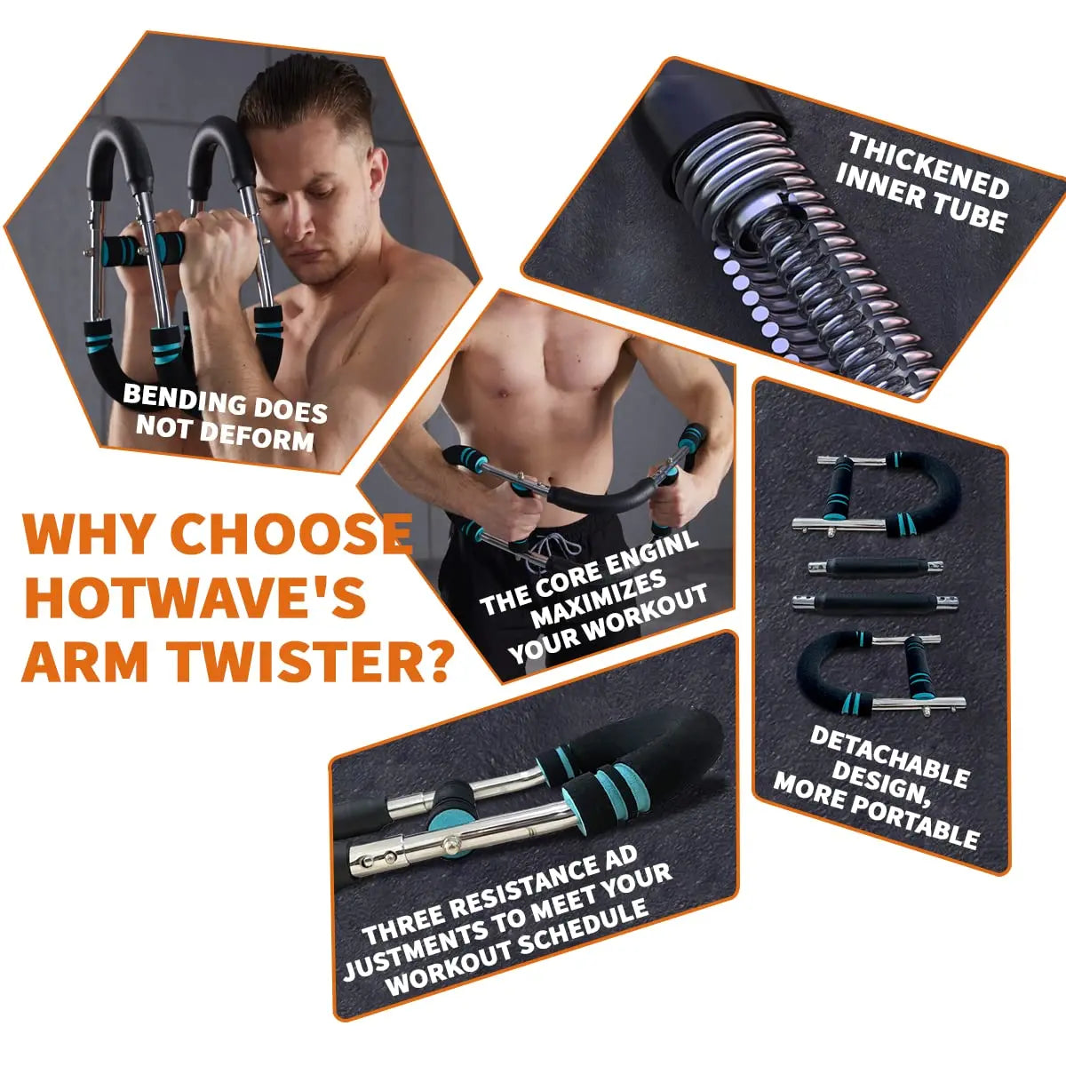 HOTWAVE Adjustable Arm & Chest Trainer – Portable Spring Resistance Strength Training Equipment for Upper Body Workouts