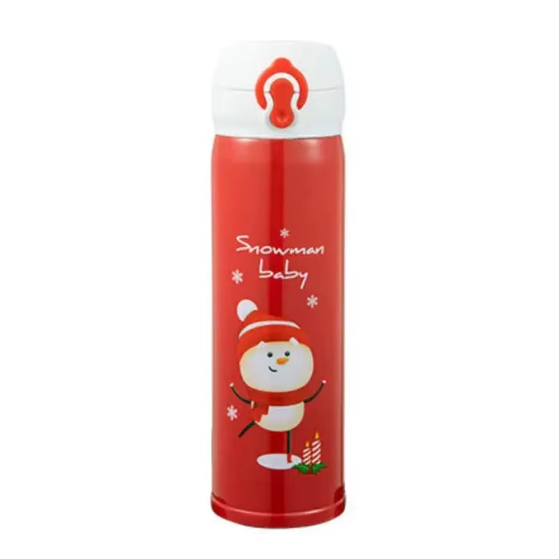 Christmas Thermos Cup – Cartoon Christmas Tree Stainless Steel Insulated Travel Mug for Kids & Coffee Lovers