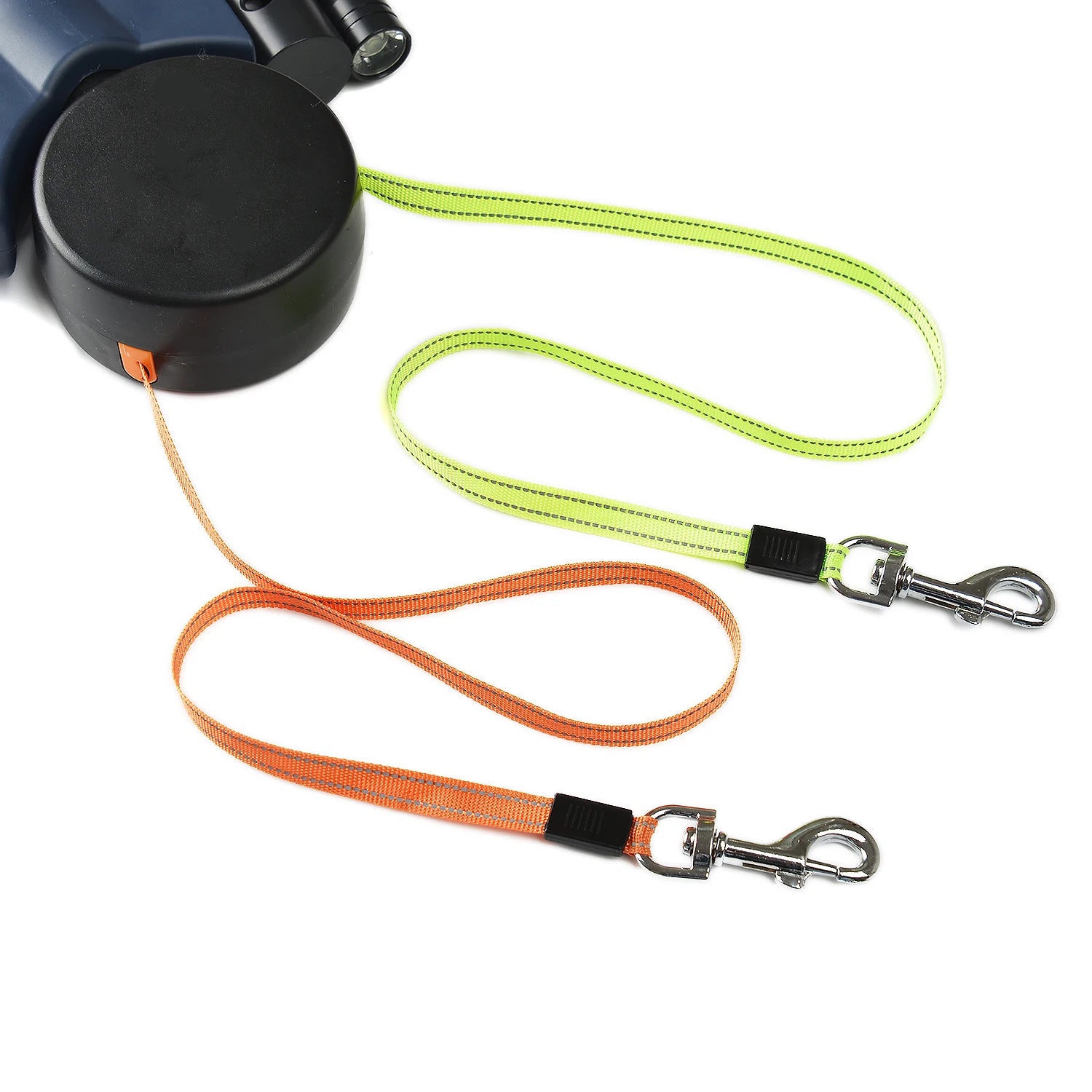 3M Reflective Retractable Dual Dog Leash with 360° Swivel & LED Light - No Tangle Design for Small Pets