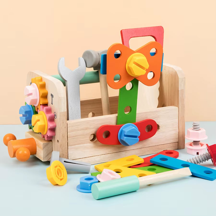 Kids Wooden Tool Bench Set – Montessori Construction Workbench Educational Toy for Boys & Girls | Perfect Christmas & Birthday Gift
