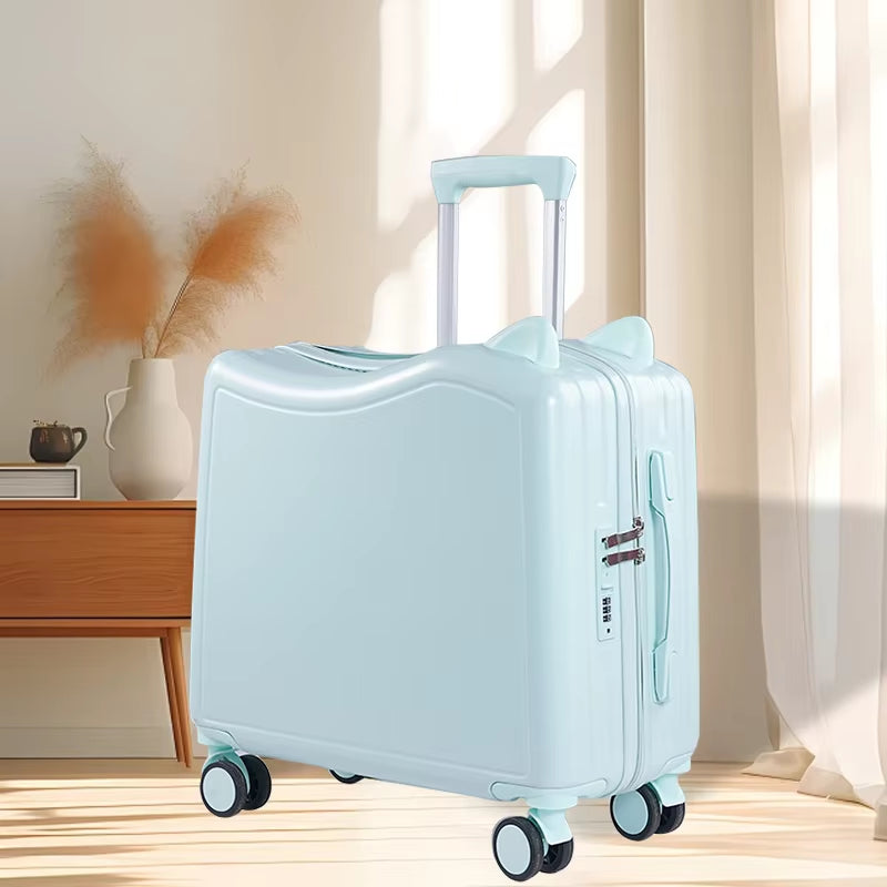 18-Inch Children's Ride-On Suitcase – Portable Trolley for Girls, Perfect for Travel