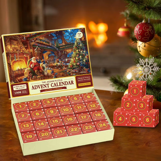 Christmas Puzzle Advent Calendar 2024 – 1008-Piece Festival-Themed Countdown Puzzle for Holiday Home Décor