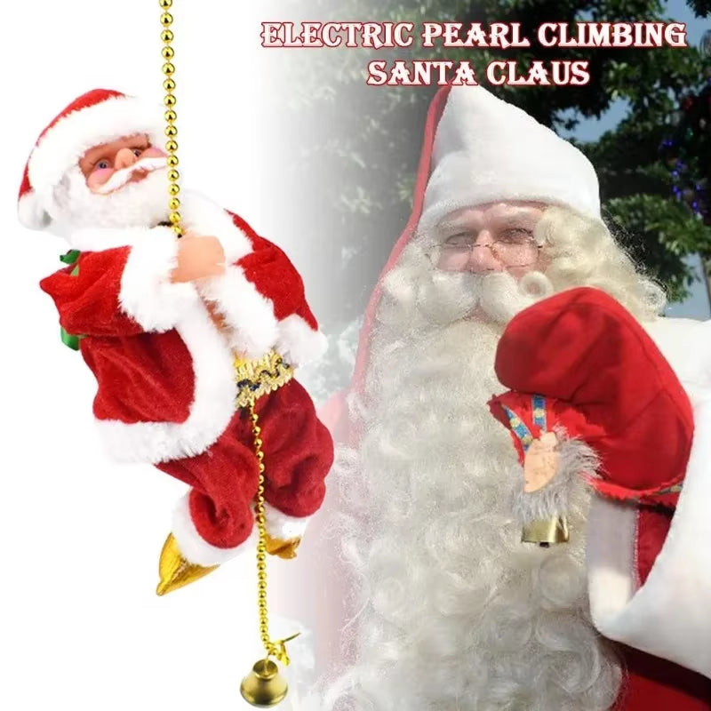Electric Climbing Santa Claus – Animated Musical Christmas Ornament with Beads Chain Movement