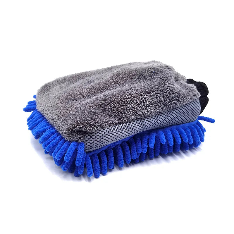 Large Microfiber Car Wash Mitt – Waterproof, Thick Chenille Double-Faced Glove for Waxing, Detailing & Auto Care