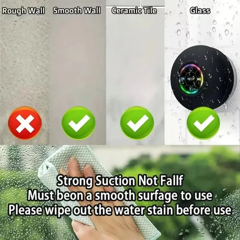 Waterproof Bluetooth Shower Speaker – Mini Portable Wireless Speaker with Suction Cup for Bathroom, Outdoors & Sports