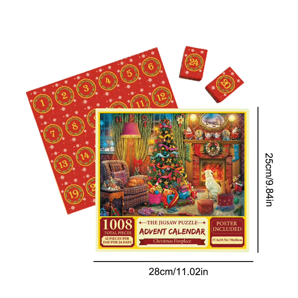 Christmas Puzzle Advent Calendar 2024 – 1008-Piece Festival-Themed Countdown Puzzle for Holiday Home Décor