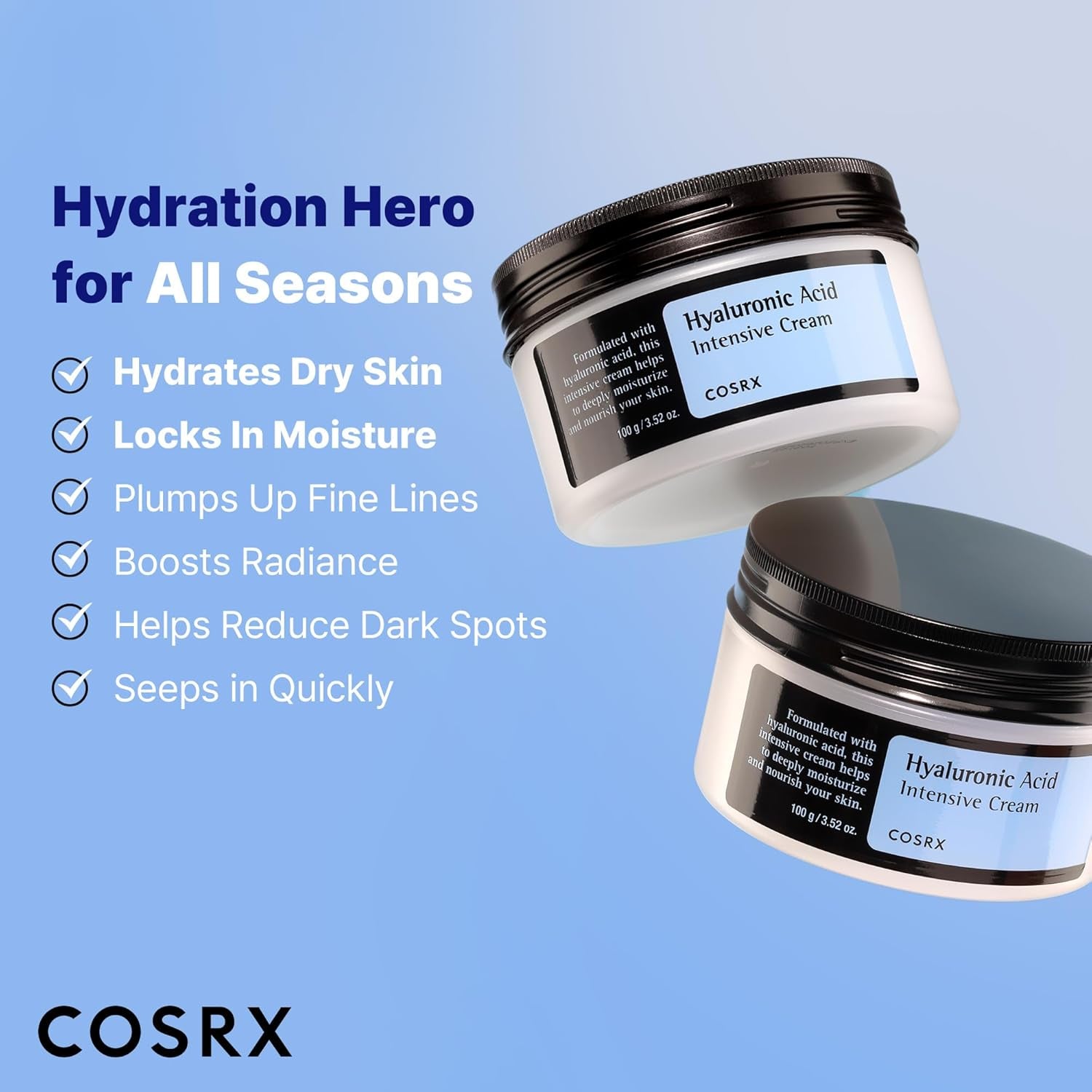 Hyaluronic Acid Intensive Cream (100g) – Anti-Wrinkle Korean Skincare | Paraben-Free & Cruelty-Free