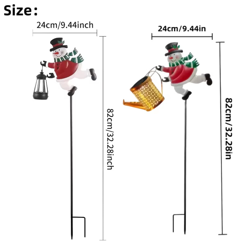 Solar Christmas Snowman & Santa Palace Lights – Warm White Outdoor Kettle Lights for Garden, Lawn & Holiday Decor
