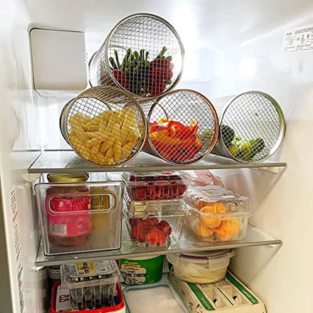 Stainless Steel Rolling BBQ Grill Basket – Leak-Proof Mesh Cylinder for Outdoor Grilling, Camping & Picnic Cooking