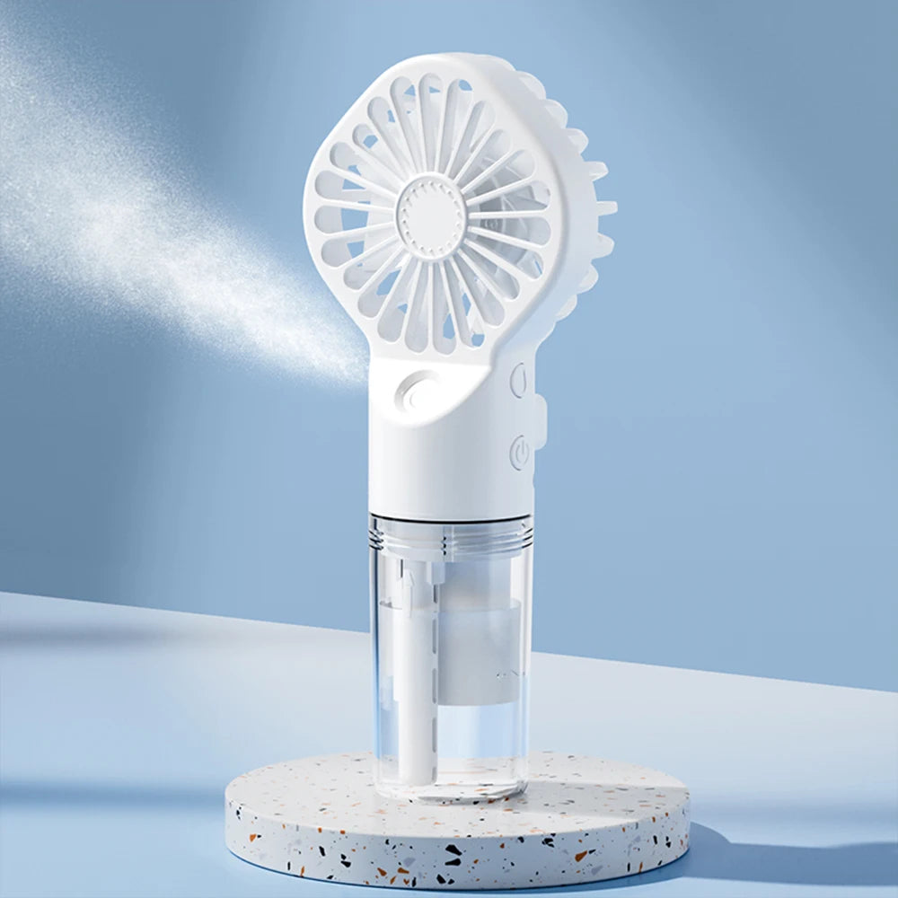 Portable Handheld Mist Fan – Rechargeable USB Mini Fan with Water Humidifier for Cooling on the Go