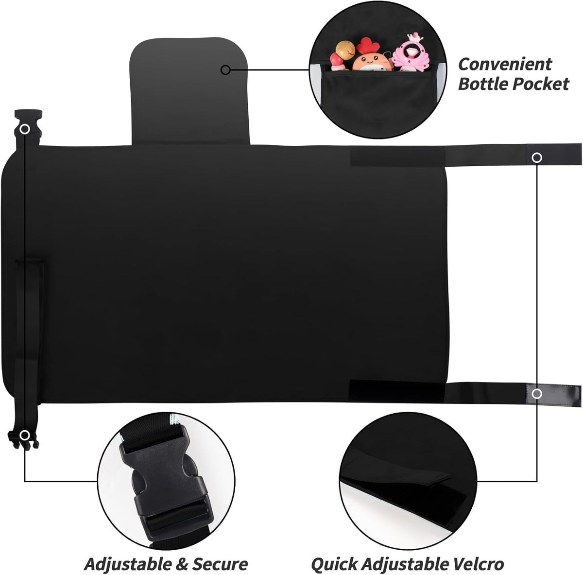 Toddler Airplane Travel Bed – Portable Kids Seat Extender for Airplane, Kids Travel Essentials with Drawstring Bag, 31.3 X 17.3 Inches, Black