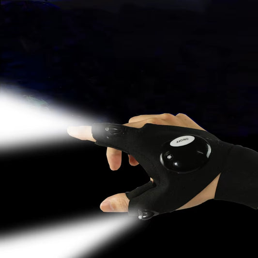 LED Flashlight Fingerless Gloves – Waterproof Hands-Free Torch for Fishing, Camping, Hiking & Outdoor Survival