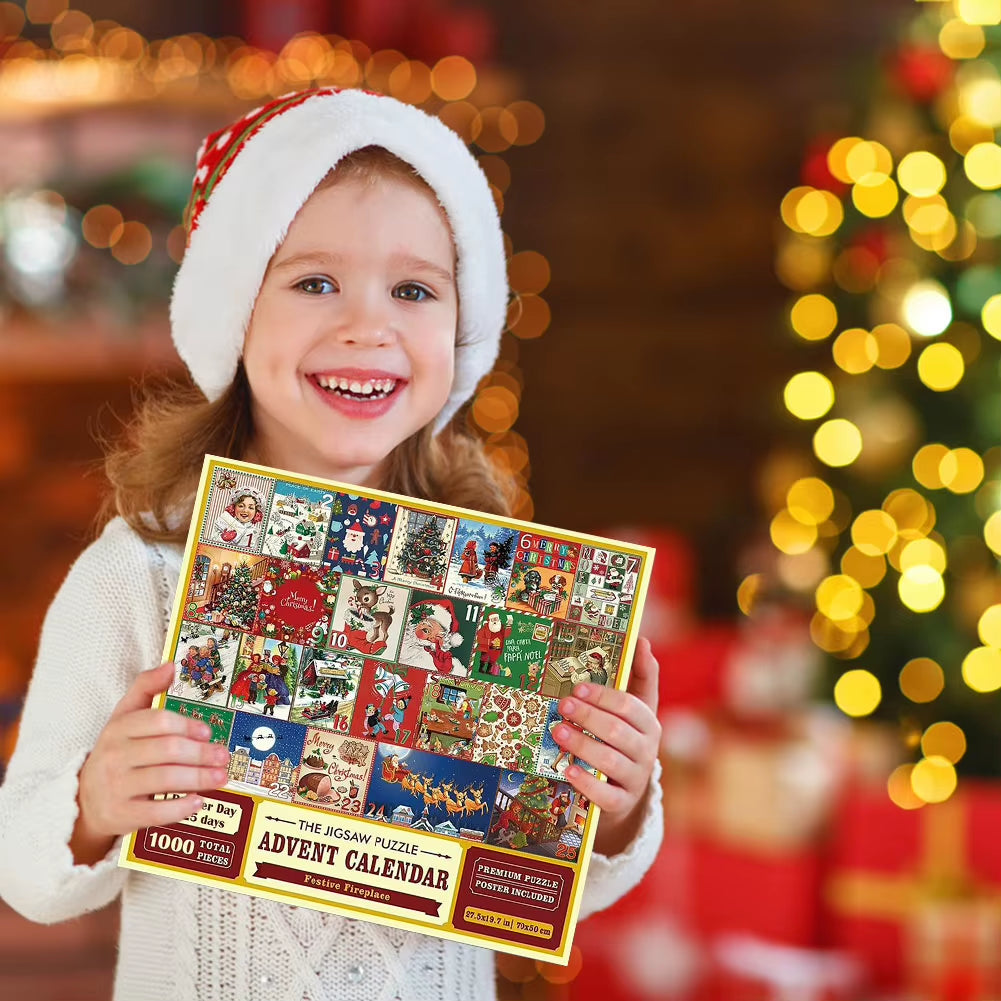 Christmas Puzzle Advent Calendar 2024 – 1008-Piece Festival-Themed Countdown Puzzle for Holiday Home Décor
